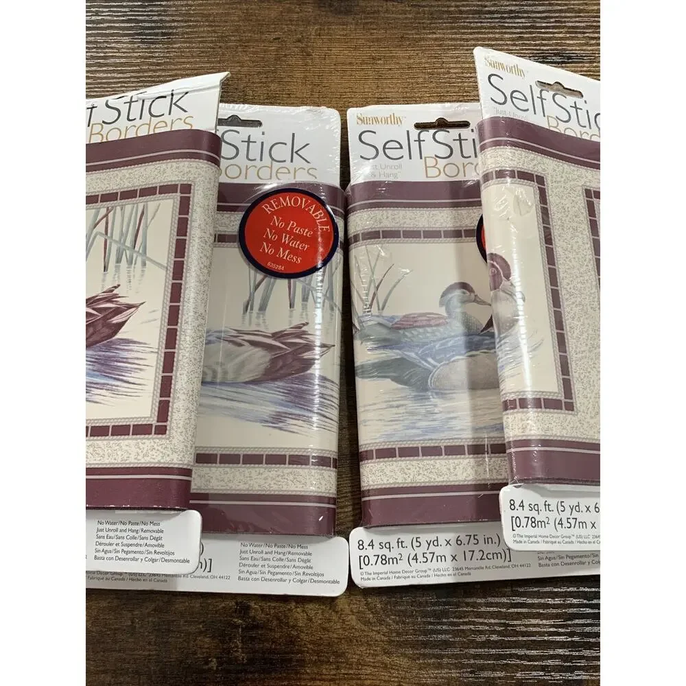 4x ROLLS VTG Duck/Outdoors 5-yds EACH‎ Self-Stick Border TCS1036 ~ 6.75” Tall